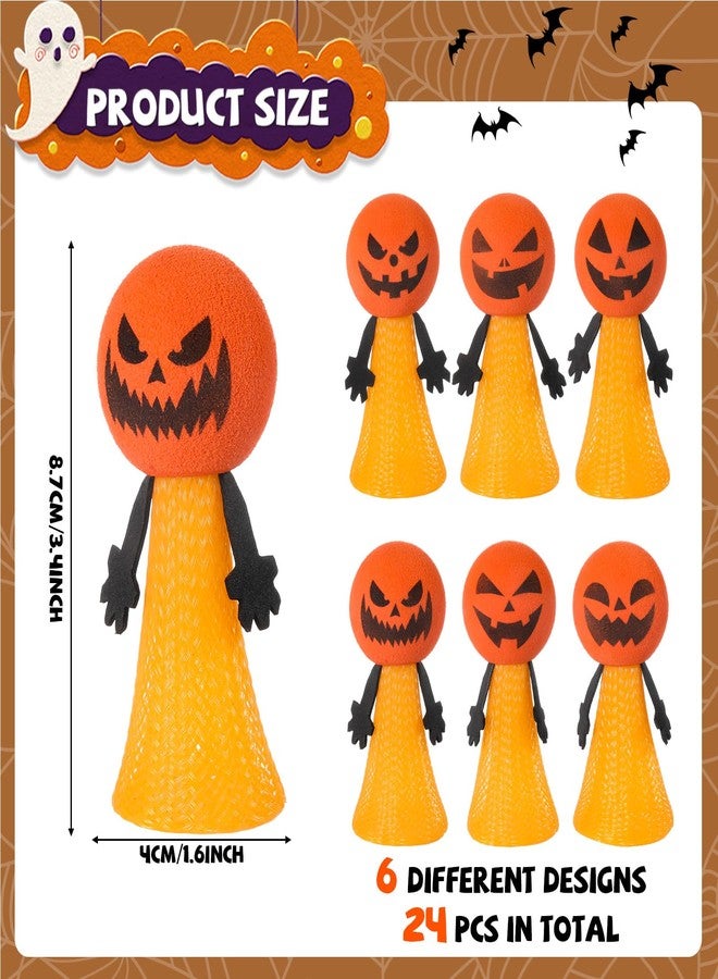 Oitnlaughter 24PCS Halloween Light Up Jumping Popper Pumpkin Spring Launchers with Flashing LED Halloween Party Favors for Halloween Bouncy Novelty for Goodie Bag Fillers - Image 2
